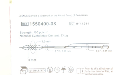 Abbott 1550400-08 Vascular XIENCE Sierra 4.0mm x 8mm (x)